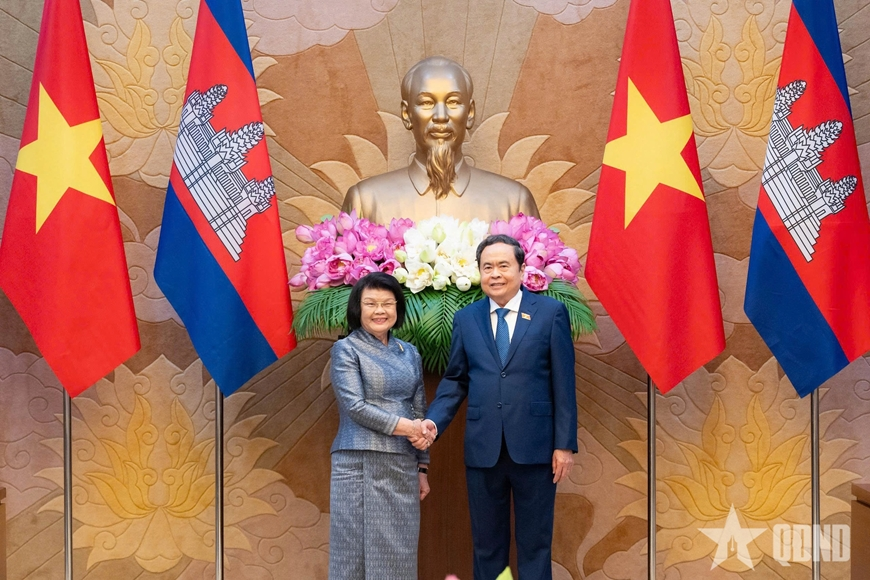 Chủ tịch Quốc hội Trần Thanh Mẫn chủ trì Lễ đón và hội đàm với Chủ tịch Quốc hội Campuchia